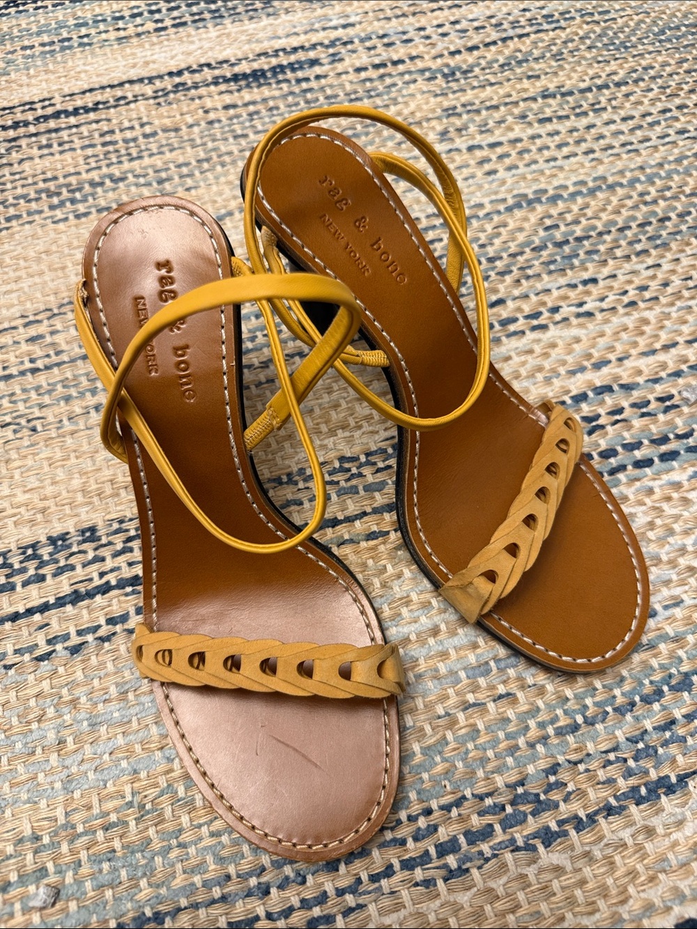 NEW! Rag & Bone Infinity Heeled Sandals Brown Leather Size 38.5